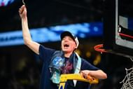 Paige Bueckers #5 cuts down the net after defeating the South Carolina Gamecocks in the 2025 NCAA Women's Basketball Tournament Championship game at Amalie Arena on April 6, 2025 in Tampa, Florida. - Source: Getty